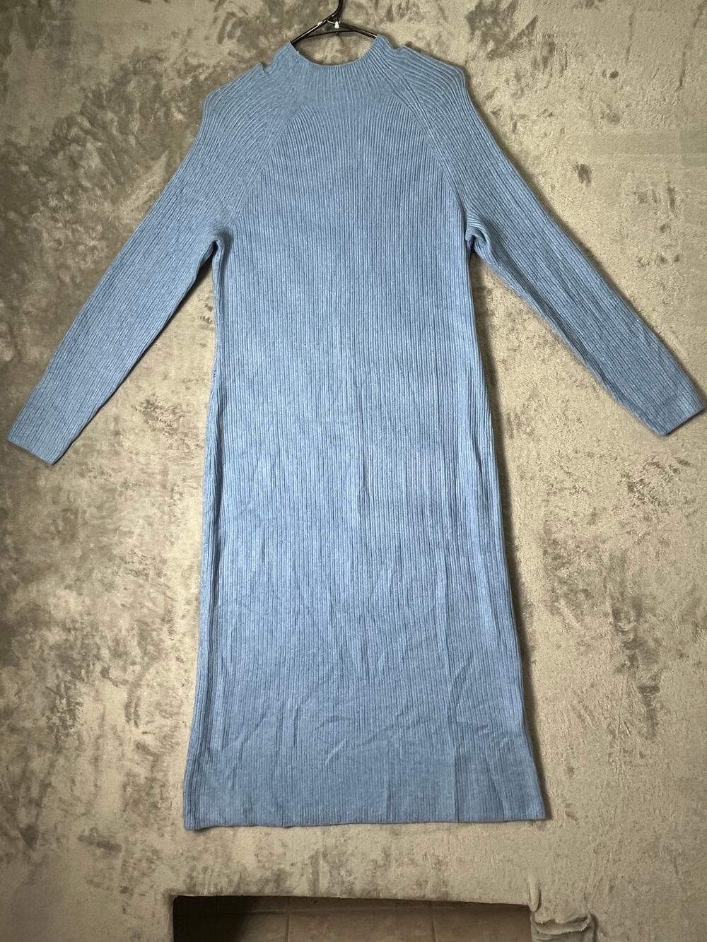 Talbots Ribbed Mock Neck Midi Sweater Dress Gold Button Quiet Luxury Preppy New